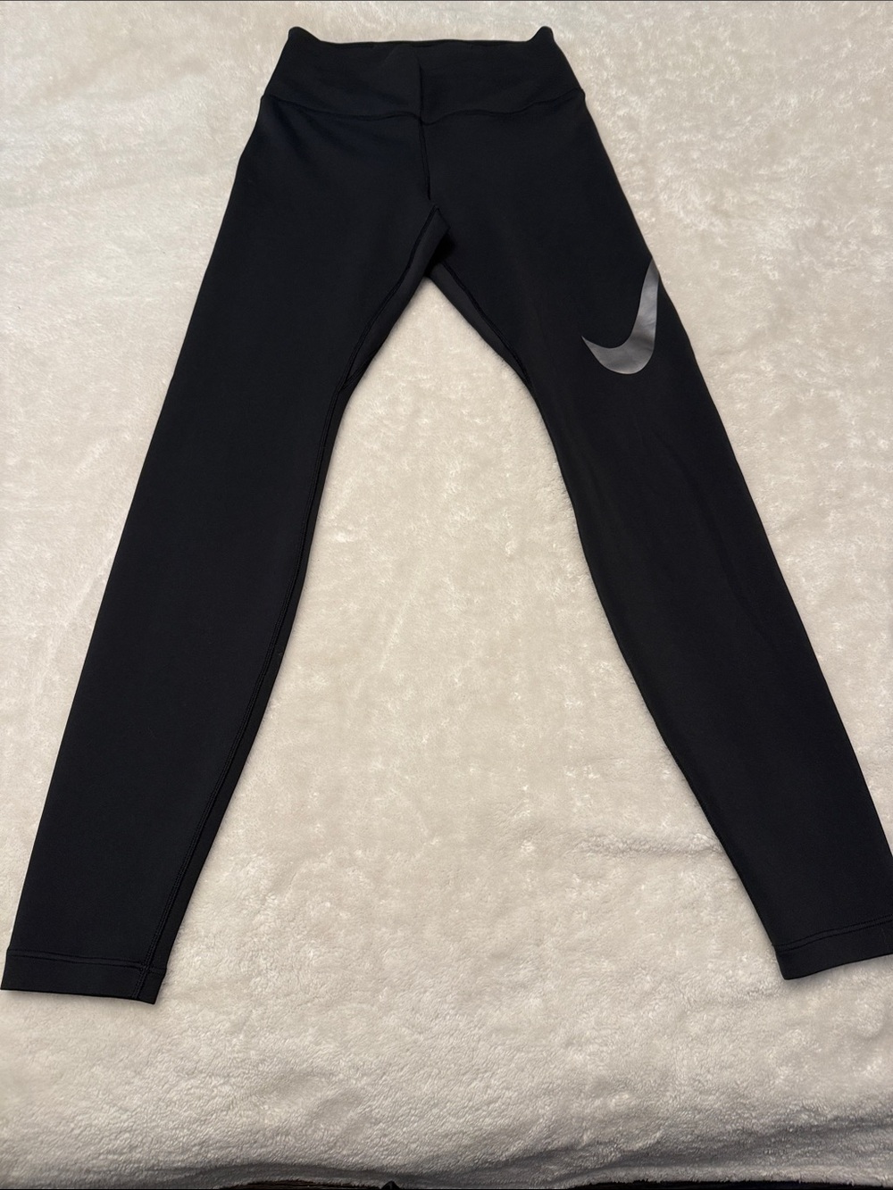 Nike Black Leggings with Silver Swoosh - Women’s